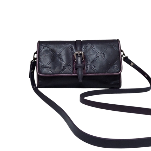 Longchamp Handbags - Longchamp Purple Leather Crossbody Great Condition  !